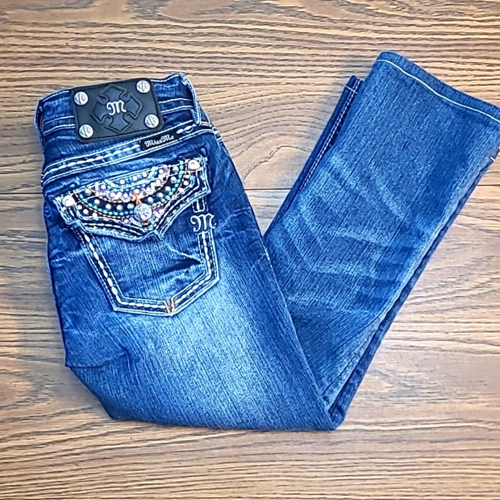 BOHO Miss Me Jeans Cute Pocket Details! Size 25 ♦♦♦ - Picture 2 of 9